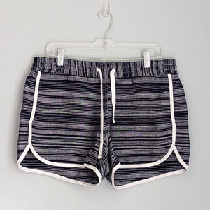 ATHLETA Linen Navy Blue Jacquard Sandbar Shortie Shorts Size 12